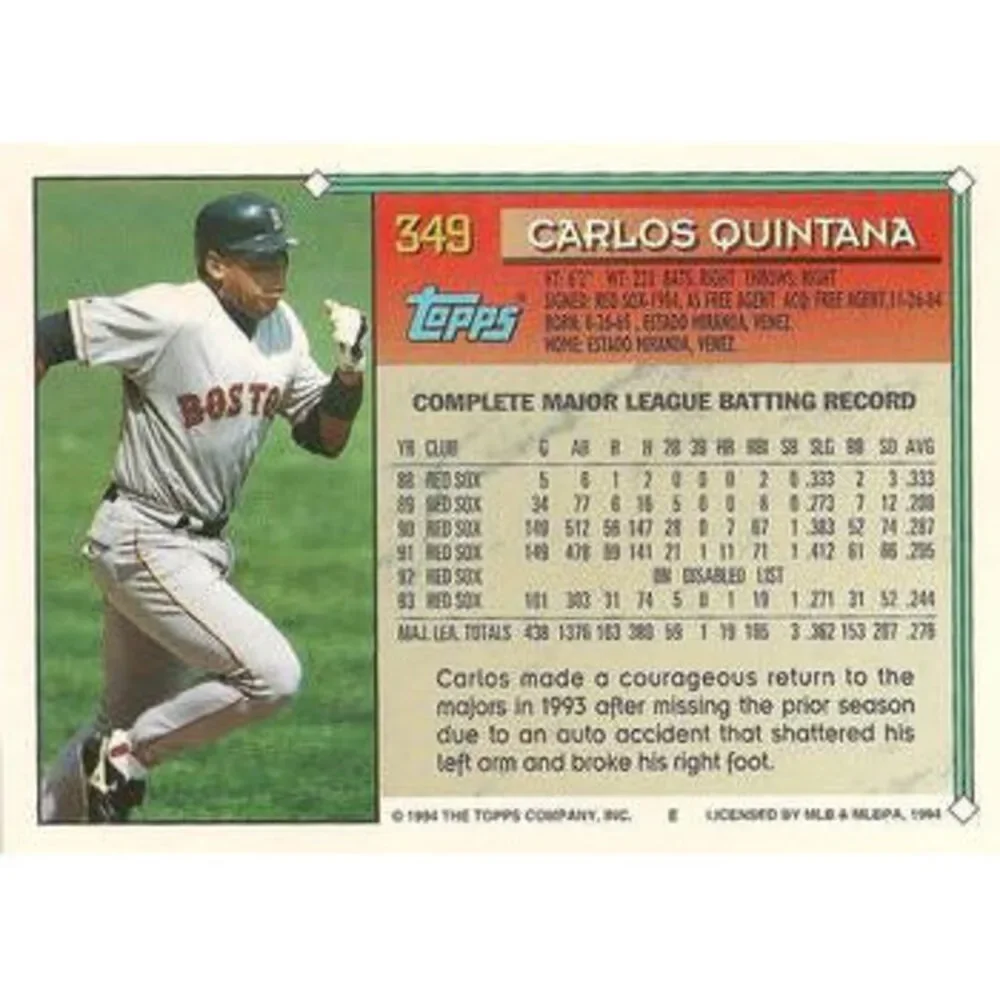 1994 Topps Carlos Quintana # 349 Boston Red Sox